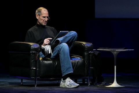 Steve Jobs Using an iPad